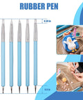 2 In 1 Dotting And Brush Tool For Clay And Nail Art Silicone Ball Stylus Set With Five Blue Handles Ceramic Dotting Tools For Rock Painting Pottery Embossing Blending Drawing And Modeling, 6.1 in