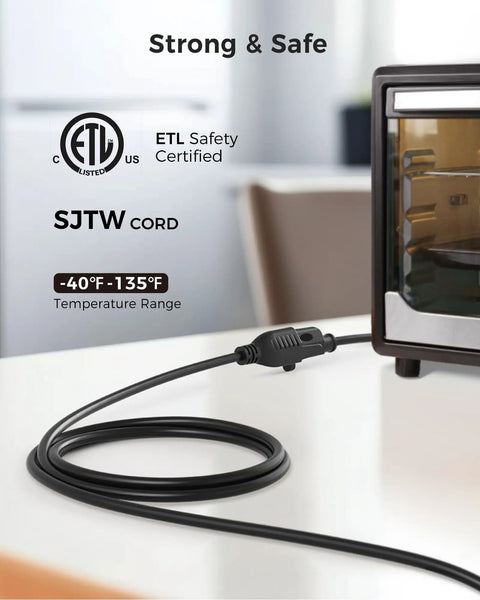 Heavy Duty Indoor Extension Cords 6 Pack 16 AWG 13A Short Power Cords 1 ft NEMA 5-15P to NEMA 5-15R Grounded 3 Prong Black coiled