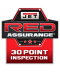 JET RED ASSURANCE logo featuring 30 point inspection badge in red and black colors.