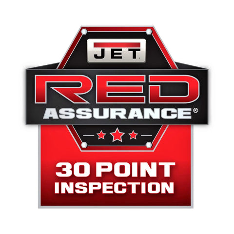JET RED ASSURANCE logo featuring 30 point inspection badge in red and black colors.