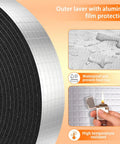 Image of Beefed Up Heavy Duty Pipe Insulation Wrap 2 Inch By 33 Foot Self Adhesive Aluminum Foil Tube showing waterproof and heat resistance features.