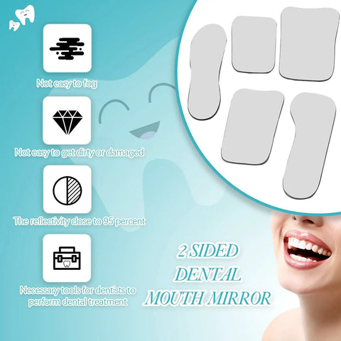Five Piece Pro Grade Dental Mirror Kit With Five Unique Shapes For Intraoral Photography And Oral Inspection And Health Checks Double Sided Plated Glass Mirrors Includes Black Drawstring Bags Ideal For Clinic Dentist Office Or Home Use, 5 mirrors