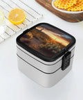 Desert Sunset Cactus Bento Box with Stackable Design and Portable Handle Double Layer Lunch Box that is Leak Proof and Lightweight