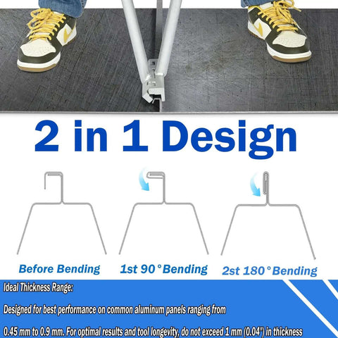 2 In 1 Hand Seamer For Standing Seam Roofing, 90 Degree And 180 Degree Sheet Metal Bender Tool demonstration of bend angles
