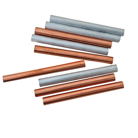 Two Pieces 99.995 Percent Pure Copper And Zinc Rods, 3 Eighths Inch Diameter by 4 Inches Long, for DIY and Science Projects