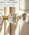 Crystal Glass Cabinet Knobs Set Of 6 With Screws, Faceted Clear Crystal Pulls showcased on a gold copper base enhancing a cabinet