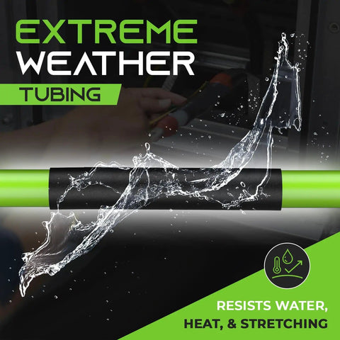 Beefed Up 2 Inch Heat Shrink Tubing Kit 50 Ft With 3:1 Shrink Ratio Adhesive Lined Waterproof Wire Sleeve with water splash effect