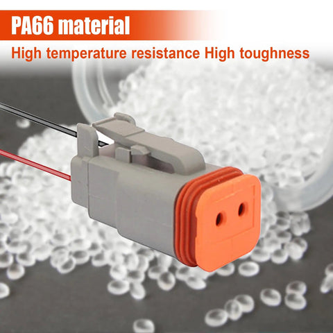 Deutsch 2 Pin Waterproof Automotive Electrical Connectors 17AWG with PA66 material nylon shell, copper pins