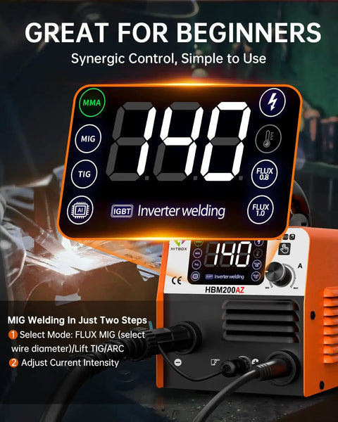 3 In 1 MIG Welder 110V Flux Core TIG Lift Stick Gasless Wire Welding Kit with IGBT Inverter LED Display and Smart Control