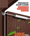 Soft Closing Automatic Door Closer 35Kg Pneumatic With Adjustable Speed And Positioning Stop installed on brown door