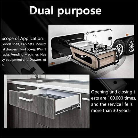 Beefy Heavy Duty Drawer Slides With High Load Capacity for smooth quiet gliding in kitchen and camper cabinets