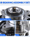Front Wheel Bearing Hub Assembly 515142 For 4x4 6 Lug Trucks ABS Compatible showing internal magnetic ring and bolts