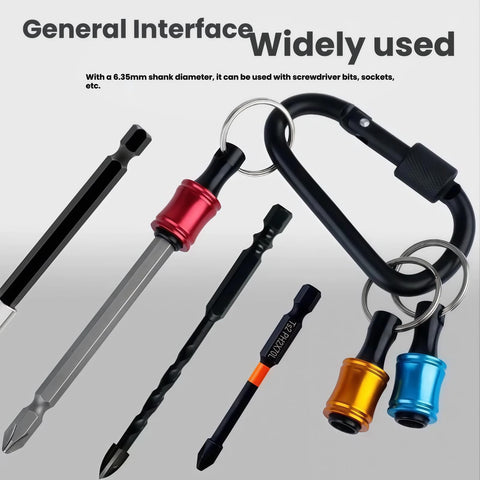 Six Piece Color Coded Screwdriver Bit Holder Set With Keychain Adapter Durable Steel One Quarter Inch Hex Shank For Drills