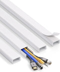 Large PVC Cable Cover Kit For Wall Mounted TV Cords 66 Inch Four Sections Sixteen And A Half Inch Each White With Pre Applied Adhesive Tape