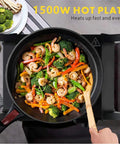 Cooking shrimp stir fry on Portable 1500W Electric Hot Plate Stove With Adjustable Temperature Stay Cool Handles