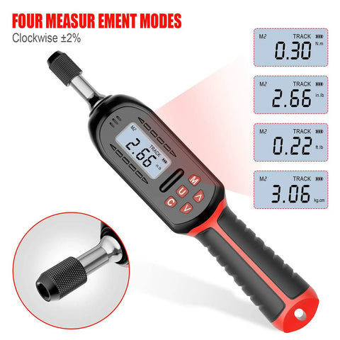 Digital Torque Screwdriver With LED Buzzer Indicator Adjustable 2.66-53.1 In-Lbs 0.3-6 Nm Torque Range, four measure modes display
