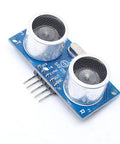 5 Pack HY SRF05 Ultrasonic Sensor Module 5V Distance Measuring Sensor For Arduino And Raspberry Pi Dual Transducer Plug And Play Breadboard Friendly Arduino Library Ready 2 Cm To 450 Cm Range close-up of sensor with dual transducers and headers for Arduino and Raspberry Pi projects.