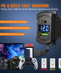 8 Gang Rocker Switch Panel With PD Type C USB Charger Voltmeter 12V SPST On Off Toggle featuring fast charging display