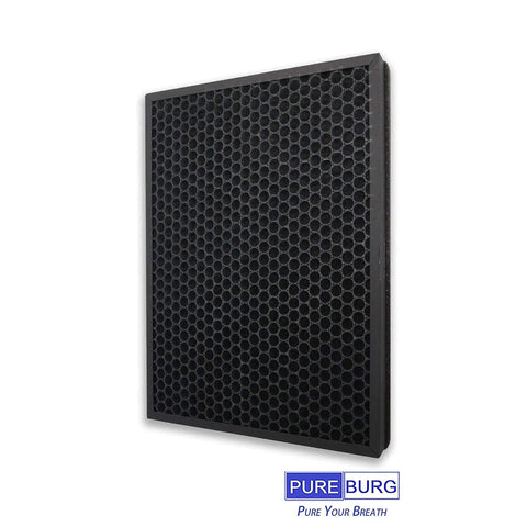 Replacement Filter For TaoTronics TT-AP003 And VIVOSUN Air Purifiers With H13 True HEPA And Activated Carbon Multi Layer Filtration Pack Of 2 Odor Busting featuring black honeycomb pattern.