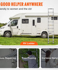 Telescoping Aluminum Ladder 10.5 Foot With One Button Retraction Collapsible Extension Ladder 375 Lb Capacity by RV
