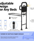Senior Bed Rail With Remote Light And Height Adjust, Super Safe No Slip Grip Handle With Pocket, Easy Install Bedside Rail
