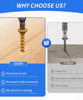 Heavy-Duty Outdoor Wood Deck Screw Kit With Bronze Epoxy Coated Rust Resistance, T25 Star Drive Bit; comparison with other screws.
