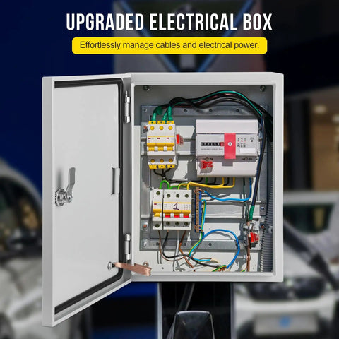 Tough As Nails 16 X 16 X 8 Inch Nema 4X Steel Electrical Box With IP66 Weatherproof Shield And Heavy Duty Lock, opened view.
