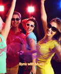 People dancing under Outdoor LED Flood Lights Lit RGB Color Changing Smart Landscape Lights With 16 Million Colors.