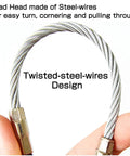 Lead head of Badass Heavy Duty 50 Foot Fiberglass Cable Wire Fish Rod Pull Kit with twisted steel wires design.