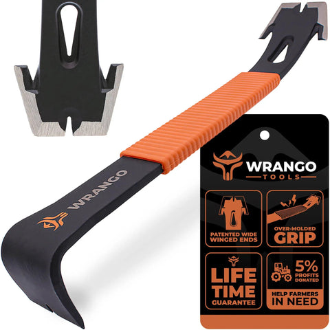 15 Inch Flat Bar Pry Bar With Patented Wide Winged Ends Heavy Duty Crowbar For Nail Pulling And Roofing Demolition High Carbon Steel