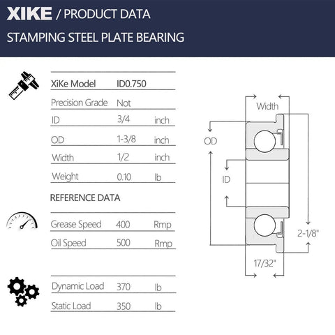 Beefy Three Quarter Inch By One Three Eighth Inch Flanged Ball Bearing Replacement Set For Lawn Mower Wheels Four Pack Tough Galvanized Steel Fits Shafts Three Quarter Inch And Hubs One Three Eighth Inch Ideal For Lawn Mowers Wheelbarrows Garden Carts, product data chart