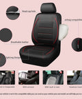 Universal Piping Leather Front Seat Covers Set For SUV Sedan Van And Truck, Waterproof Faux PU Leather, Airbag Compatible