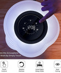 Top view of Bedside Lamp With Wireless Charger And Bluetooth Speaker For Bedroom RGB Dimmable Nightstand Light with touch controls.
