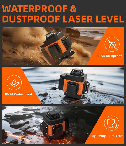 High Precision Laser Level With 72 Inch Tripod And 16 Line 360 Degree Coverage Self Leveling Green Laser With Remote Control, Dual Batteries, And Carry Bag For Construction, Tiling, And Home Renovation, IP54 waterproof and dustproof