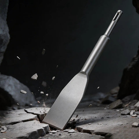 Flat chisel from 6-Piece SDS Plus Chisel Set For Rotary Hammer Drill With Point, Flat, And U-Groove Chisels breaking concrete