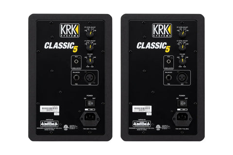 Back view of Classic 5 Inch Powered Studio Monitor Pair With Accessory Pack Delivering Pro Grade Sound For Home Studio Mixing.