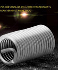 10 Pcs M8x1.25 Helicoil Thread Repair Kit In 304 Stainless Steel showing a close-up of a durable wire screw sleeve insert for damaged threads.