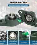Front view of 1-inch bore UCFL205-16 pillow block bearing with green cast-iron housing and 2-bolt flange