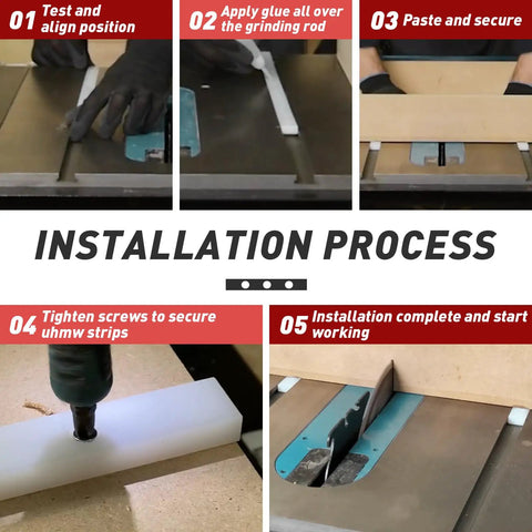Installation process of Table Saw Sled Made From Durable UHMW Plastic With Ultra Smooth Glide Pre Drilled Holes And Screws Included