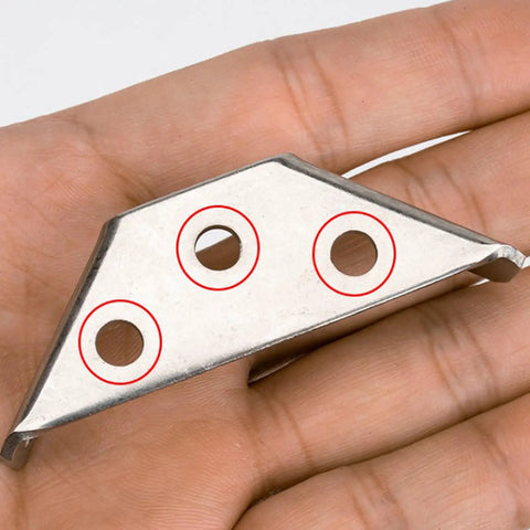 Close-up of 8 Pack Sturdy Corner Braces For Wood Shelves And Furniture, showing right angle design with three screw holes