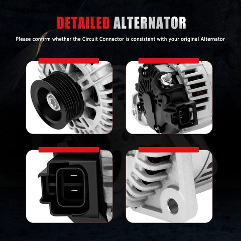 Drop In Alternator Replacement for Nissan Maxima 3.5L V6 2004 2005 2006 2007 2008 Fits SE SL Premium Elite 2004 OEM Quality OE AVA0004 close-up views
