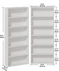 Pair Of Six Tier Floor Standing Bookshelves 70 Inch Tall Display Storage Shelves For Home Office Living Room And Bedroom Sturdy MDF Construction Each Shelf Holds 22 Lb With Tipover Resistant Design Rustic Chic
