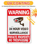 Image of 2 Pack Private Property No Trespassing Sign Set For Outdoor Use Video Surveillance Signs In Rust Free Aluminum 10 By 7 Inches UV Protected Waterproof Security Sign For Home And Business CCTV with UV coating label