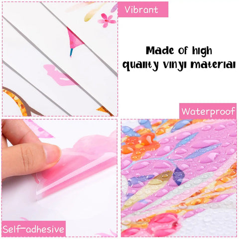 Unicorn Wall Decals Pack Of 4 Sheets 11 By 13 Point 4 Inch Peel And Stick Watercolor Stickers for Girls Bedroom or Nursery, vinyl material.