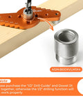 Self Centering Dowel Jig Kit With Drill Guide Scriber And Bits For Woodworking on a wooden plank