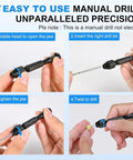 Professional Micro Drill Bit Set With Pin Vise Hand Drill, ergonomic manual rotary tool for precise jewelry crafting and resin art.