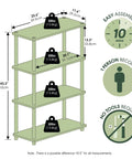 Turn-N-Tube 4-Tier Corner Storage Shelves With Toolless Open Design, Space-Saving Book Organizer For Living Room, Bedroom, Entryway, Hallway, And Laundry, Easy Assembly Without Tools, Soft Pink Finish, Wide Shelves For Books Decor And Baskets, 23.6 x 11.6 x 43.3 in