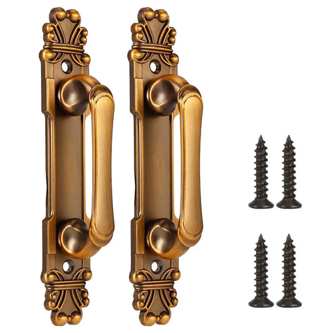 Two Pack Antique Door Pull Handle For Cabinets And Wardrobes European Style Zinc Alloy Vintage Drawer Pull For Closets Cupboards And Sliding Doors Metal Hardware with screws