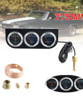 BAGARAATAN triple gauge kit: 3 chrome 2-inch mechanical gauges for ammeter, oil pressure, water temperature with copper tubing and sensor.