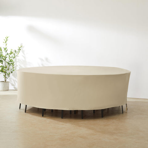 Round Outdoor Patio Furniture Cover Weatherproof Waterproof And Tough As Nails Shield For Backyard Deck And Dining Sets Tan